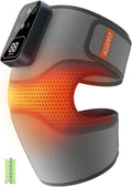 Cordless Knee Massager with Heat Vibration for Pain Relief, MAXwarm 4.0[2026 Upgraded] - Electric Heated Knee Brace with 5 Heat Levels and 3 Massage Mode, Gifts for Men Women (Grey, Single)