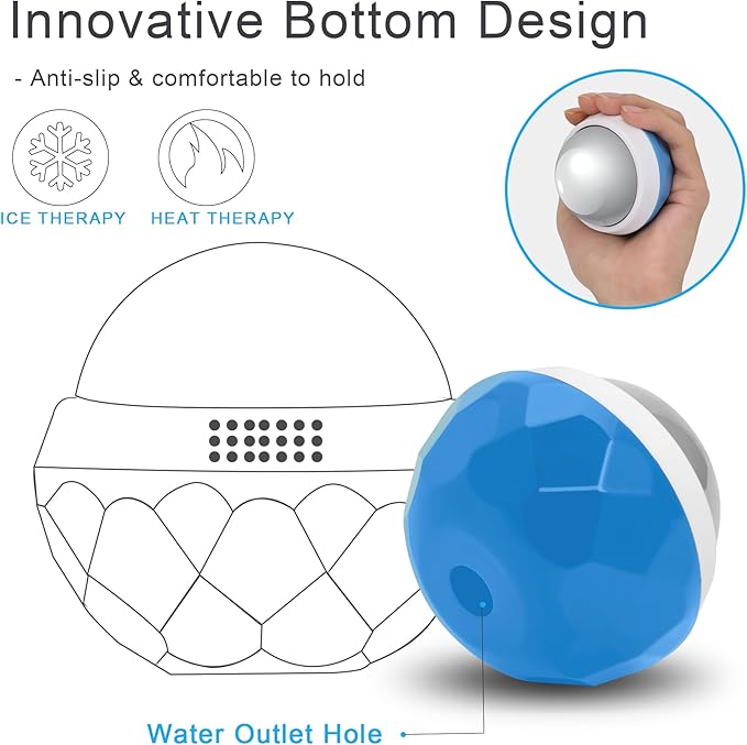 Coolrunner Cold Massage Roller Ball, Cryosphere Cold Massage Ball- Heat Therapy & Cold Therapy Relief with Cold Gel Core- Helps with Muscles Recovery and Inflammation for Shoulders, Neck (Blue White)
