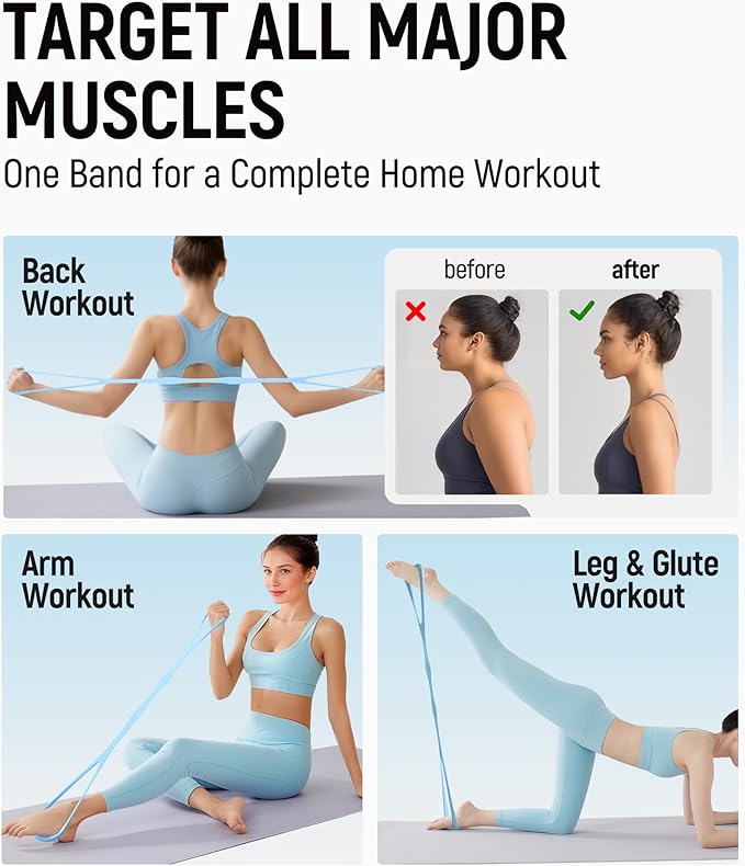 Upgraded Figure 8 Resistance Bands, Durable & Odorless Silicone Bands, Powder-Free High Elasticity for Arm, Back, Shoulder, Yoga, Pilates, and Physical Therapy – Perfect Valentine Gifts for Women