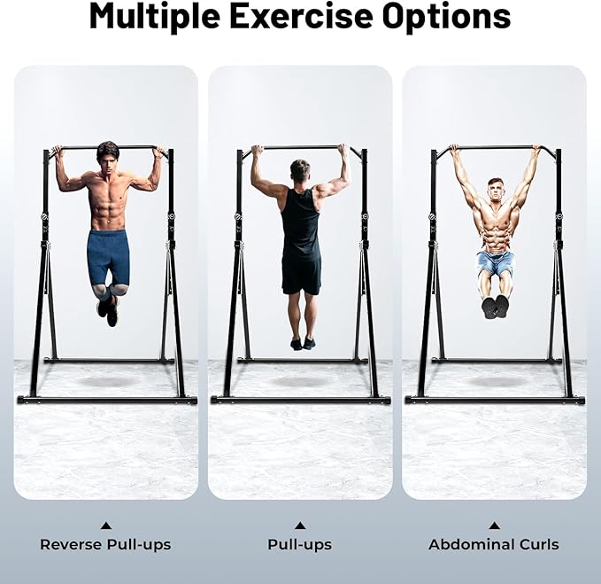 Foldable Pull Up Bar, Power Tower Pull Up Dip Station Multi-Function Power Tower Pull Up Bar Pulls Ups Bars Free Standing Home Gym Height Adjustable 440.92LBS Load Capacity