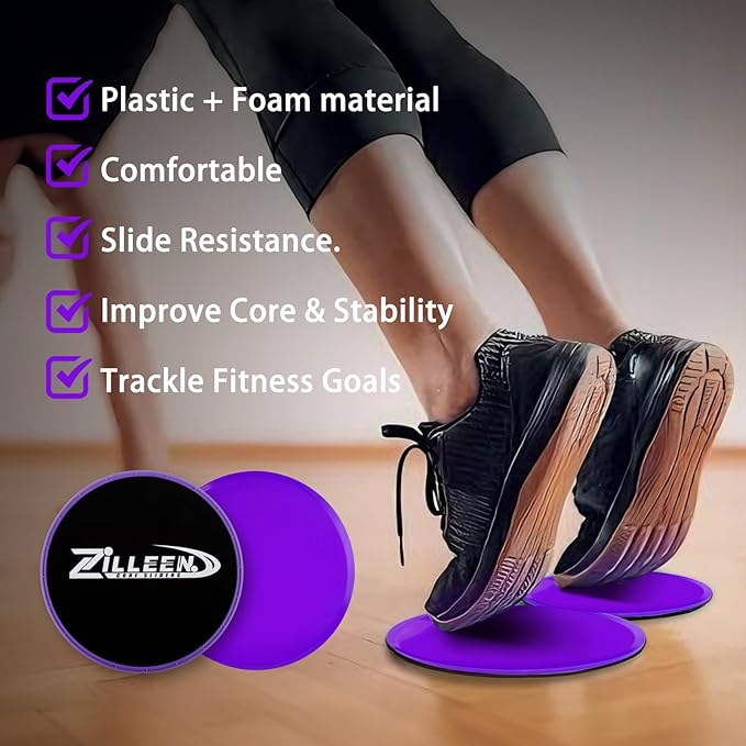 ZILLEEN Exercise Sliders for Working Out Fitness Discs for Pilates Women Men, 2 Pack