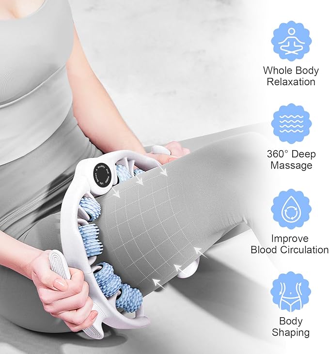COSTWELL Cellulite Massager, Cellulite Remover Muscle Roller,360° Deep Tissue Massager for Leg, Neck,Calves, Arm,Thighs, Back,Manual Massager Foam Roller Fascia Massage Tool for Muscle Relieve. (Blue)