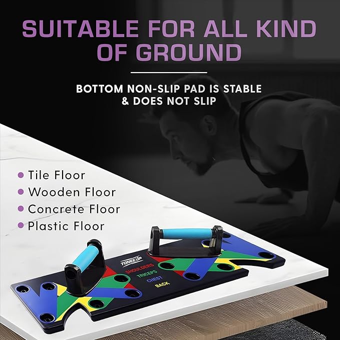 Push Up Board 9-in-1 Multi-Functional Workout Equipment for Home Pushup Board for Men and Women - Strength Training, Chest, and Arm Exercises Burn Fat & Build Muscle