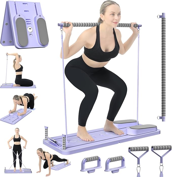 Pilates Board - Pilates Reformer Set, Multi-Purpose Foldable Pilates Reformer Board for Home,11 in 1 Pilates Equipment
