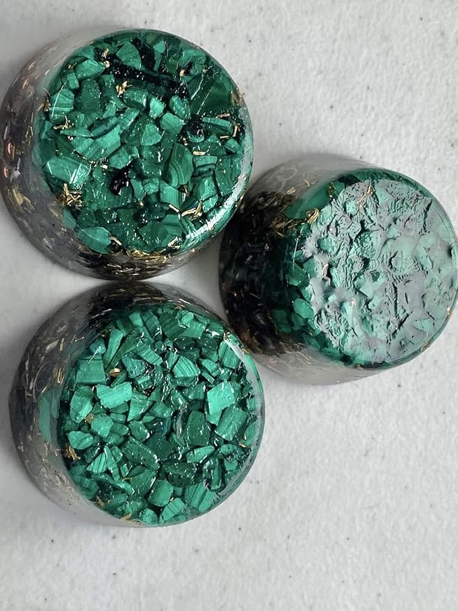 Malachite Orgone Generator Energy Accumulator 528Hz/7.83Hz/Advance Harmonics Many Beautiful Ingredients and Colors! (Malachite)