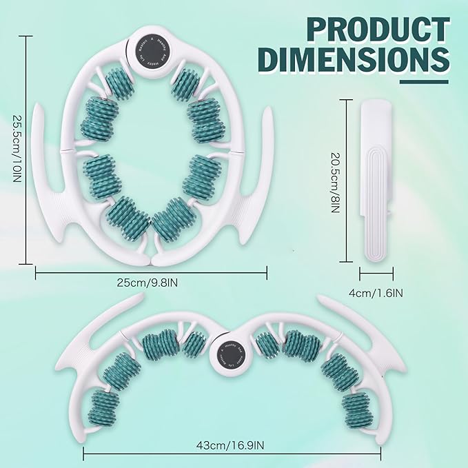 Cellulite Massage Tool Cellulite Roller for Legs/Thighs/Body, Lymphatic Drainage Massager Anti Cellulite Smooth & Firm Cellulite Remover Help Relax Muscles and Stimulate Circulation, Green-White