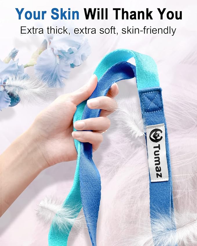Tumaz Stretching Strap - 10 Loops & Non-Elastic Yoga Strap - Perfect Home Workout Stretch Strap for Physical Therapy, Yoga, Pilates, Flexibility