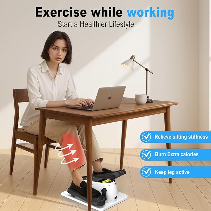 HOTWAVE Under Desk Elliptical Exercise Machine, Ellipse Leg Exerciser Electric as Seen on TV While Sitting for Seniors with Remote Control & 12-Speeds, Seated Foot Pedal Exercise Training Equipment