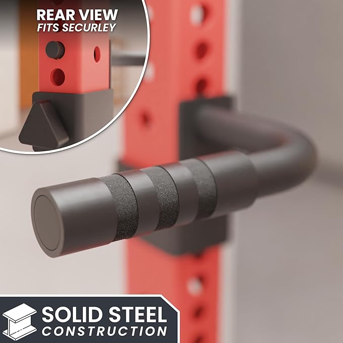 Synergee Dip Handles for Power and Squat Racks. Dip Stand Compatible with 2x2, 2x3, and 3x3 Racks. Dip Bars for Tricep Dips, Bodyweight Training, and Upper Body Workouts