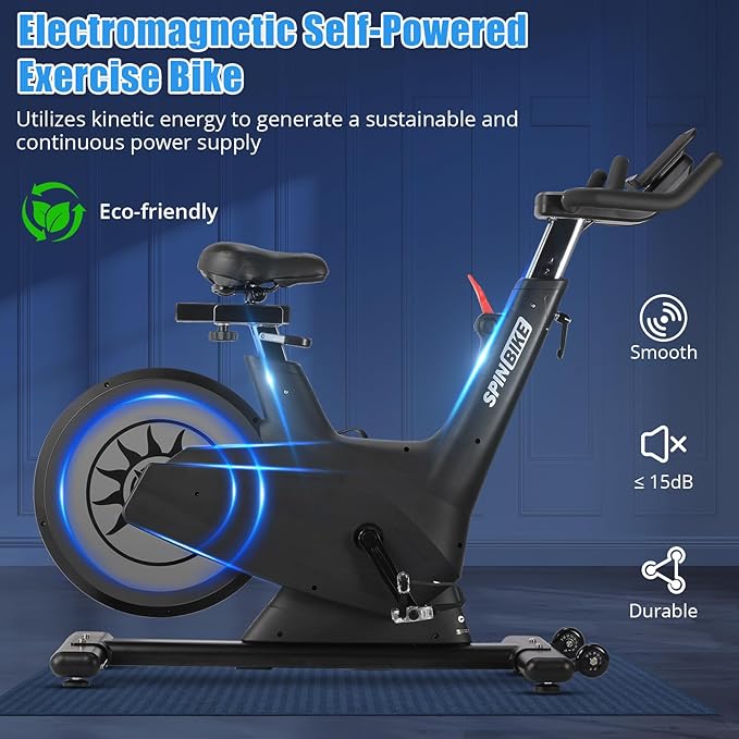 Exercise Bike for Home, Magnetic Exercise Bike w Self-Powered System, 350LB Capacity Indoor Fitness Cycling Bike 32-Level Adjustable Magentic Resistance, Stationary Bike with Tablet Holder