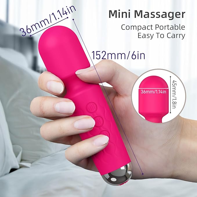 Mini Personal Massage Small Cordless Handheld Massager - Powerful - Quiet - Back Legs Hand Pains and Sports Recovery(Rose)