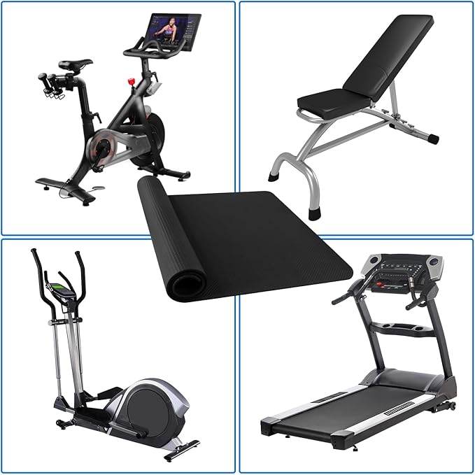 Treadmill Mat,Bike Mat Compatible with Peloton Bike,Elliptical, 6mm Thick, Under Exercise Bike Trainer Pad for Indoor Stationary Spin Bike Gym Equipment Hardwood Floor Carpet Protector