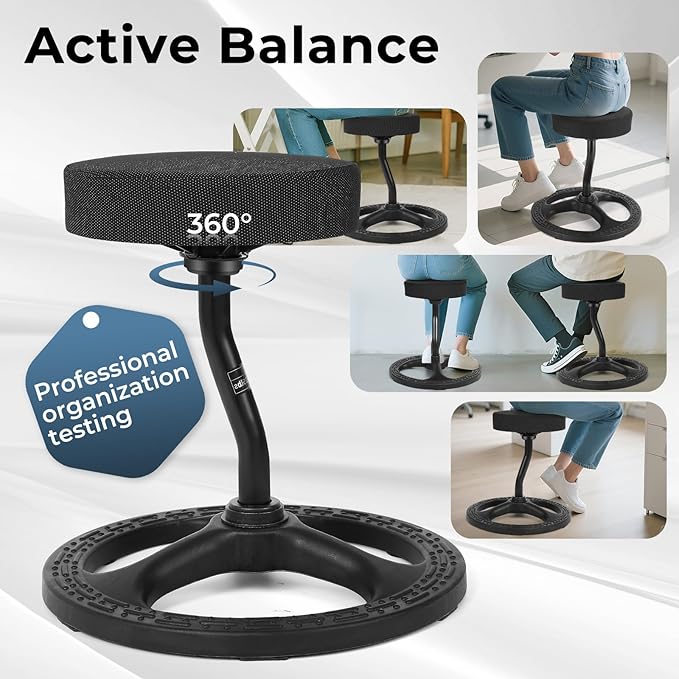 ADHD Chair for Kids, Yoga Chairs for Adults, Wobble Stool Active Flexible Seating Desk Chair with Non-Slip Base and Washable Seat Cover for Stability, Balance, Yoga, Office, School, Classroom