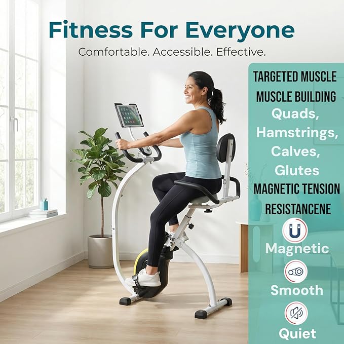 Foldable Recumbent Exercise Bike with High Backrest and Magnetic Resistance, Recumbent Exercise Bike for Home Workout，One Size-Multiple Styles Available