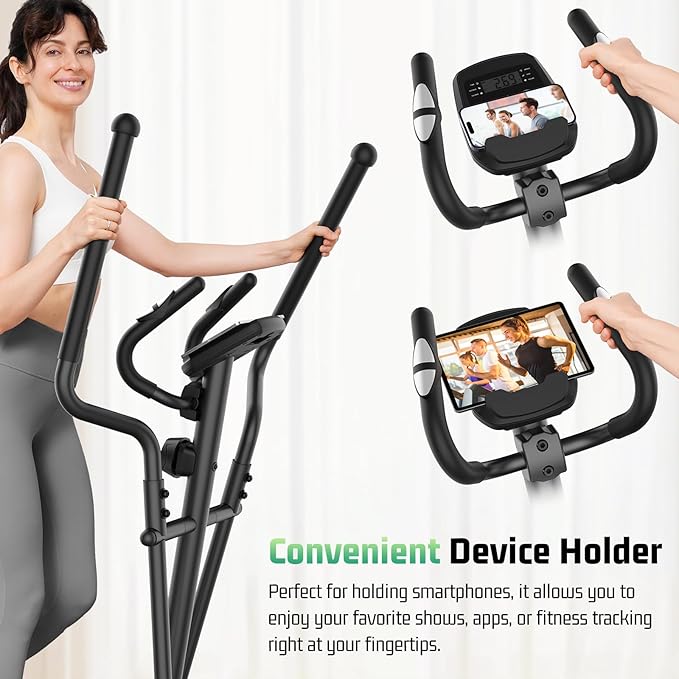 ANCHEER Elliptical Exercise Machine,Elliptical Machine for Home with Ultra-Smooth Magnetic Drive,14 Levels Resistance Elliptical Trainer,Cardio Machines with LCD Monitor Device Holder,15" Stride