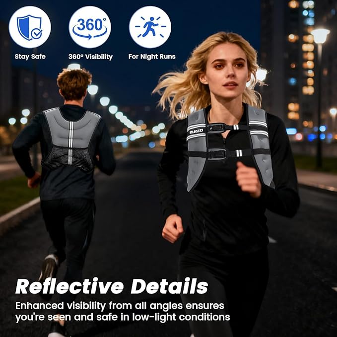 Weighted Vest Woman, 6/8/12/16/20/25/30 Lb Unisex Reflective Strength Training Weight Vest For Running, Jogging, Cardio & Workouts