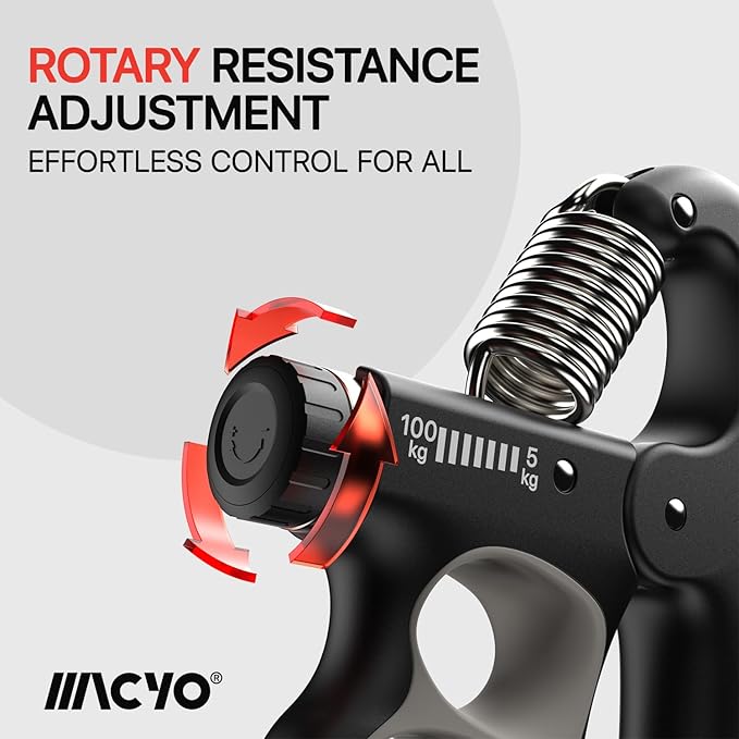 MACYO Grip Strength Trainer with Wider Handles - Adjustable Hand Grip Strengthener 11-220Lbs(5-100KG) for Large Hands, Automatic Counter & Ergonomic Design, Comfortable Forearm Workout for Athletes, Injury Recovery