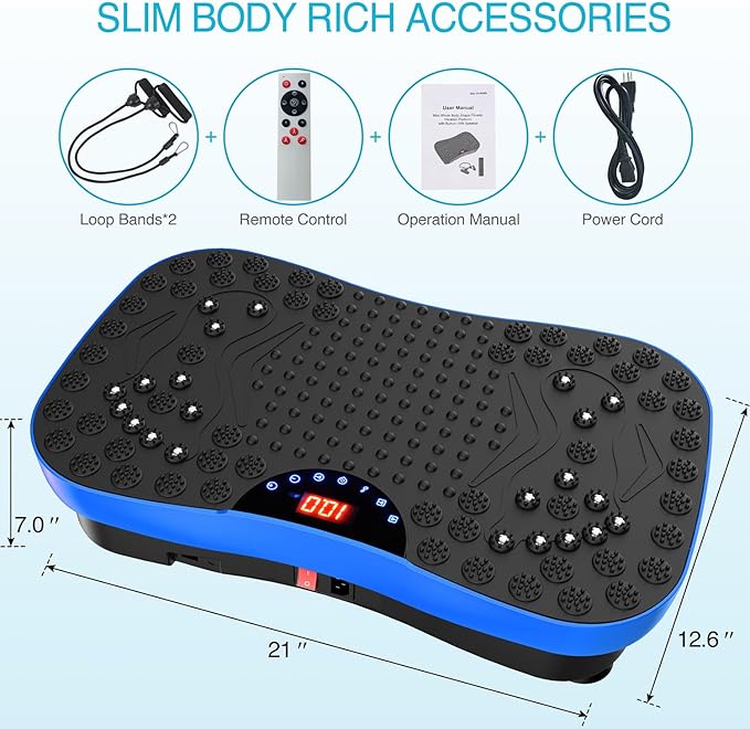 AXV Vibration Plate Fitness Platform Exercise Machine Vibrating Lymphatic Drainage Shaking Workout Full Body Shaker Vibrate Stand Shake Board Sport Gym Pad for Weight Loss Fat Burner for Women Men