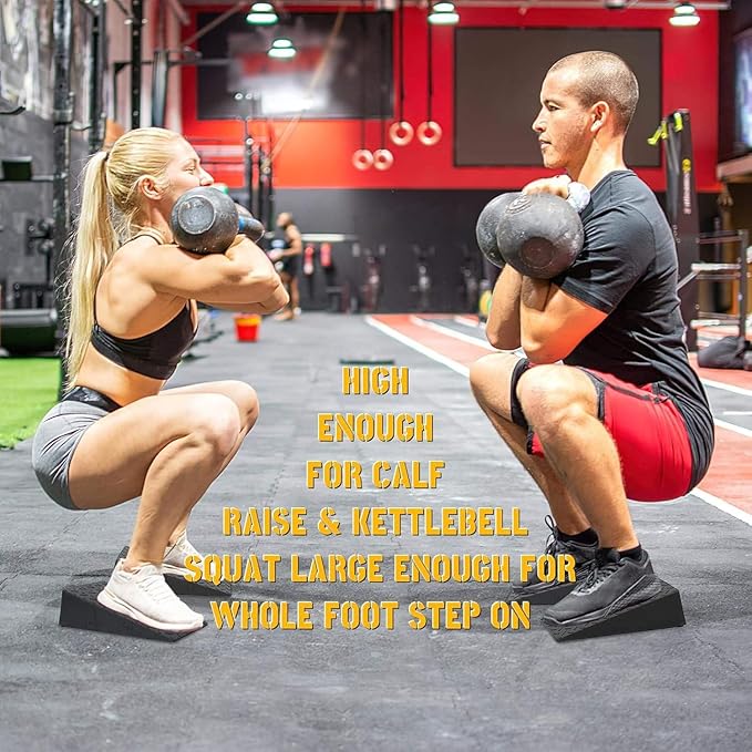 Squat Wedge Blocks (Pair), 15° Heel-Elevating Non-Slip EVA Slant Blocks for Squats, ATG Calf Stretch & Ankle Mobility – Heel Lift – Carry Bag Included