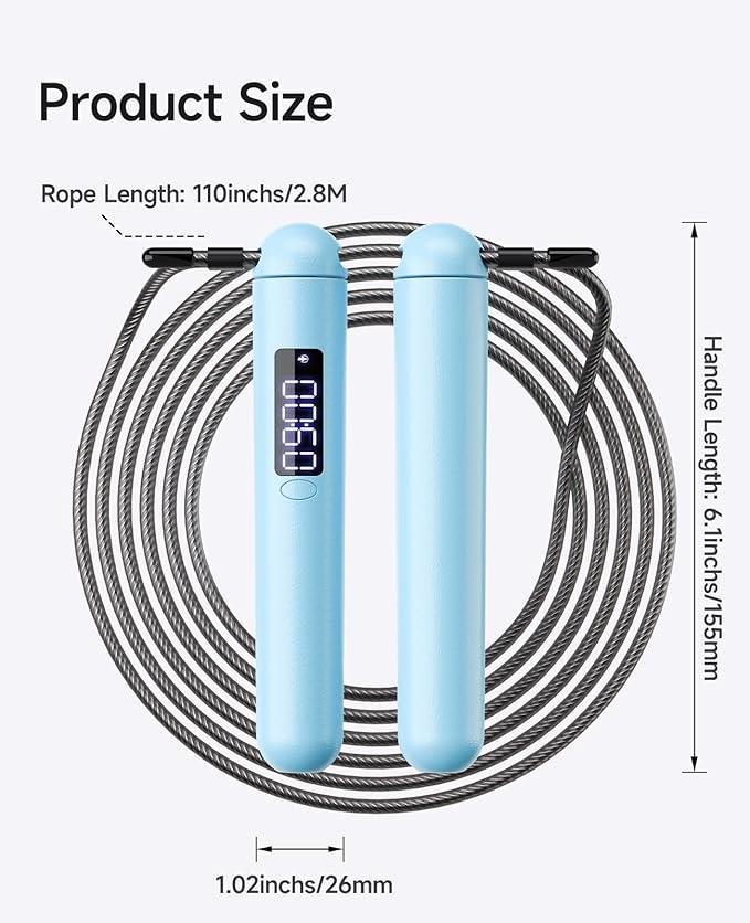 Smart Jump Rope | Accurate Calorie Tracking & 4 Training Modes | Adjustable Steel Wire Rope | Built-in High-Speed Bearings | Type-C Charging | Ideal for Fat Burning, Speed Training & Home Workouts