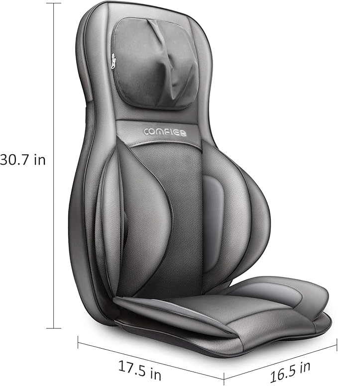 COMFIER Massager Chair with Heat, Shiatsu Neck Back Massager Portable with Compression & Rolling,Massage Chair Pad for Neck & Back for Muscle Tension Relief