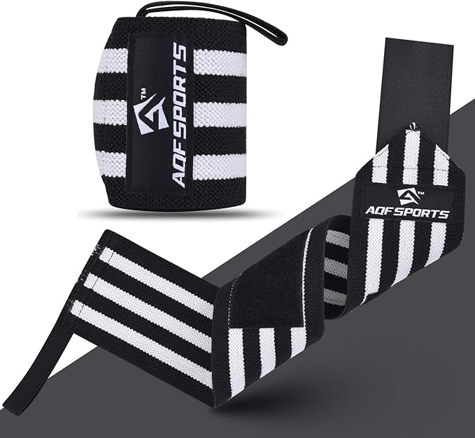 AQF Wrist Wraps for Weightlifting - USPA & IPL Approved 18" Gym Wrist Support with Thumb Loop - Heavy Duty Lifting Wrist Straps for Fitness, Workout, Powerlifting, & Bodybuilding (Pair)