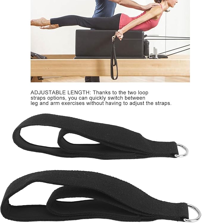 Modern Pilates Straps - D Ring Double Loop Straps for Home Gym Workouts, Cotton, Adjustable Length, Anti-Slip, Compatible with Most Pilates Beds and Equipment