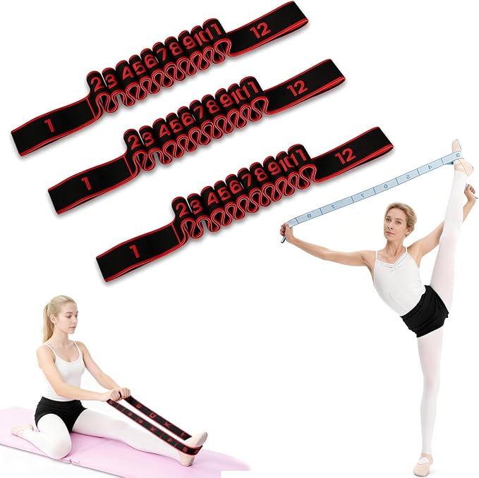 Fitness Resistance Band for Stretching & Yoga, 8/10/12-Section Stretch Band with Clear Markings, Elastic Training Band for Pilates, Yoga, Fitness & Stretching Exercises