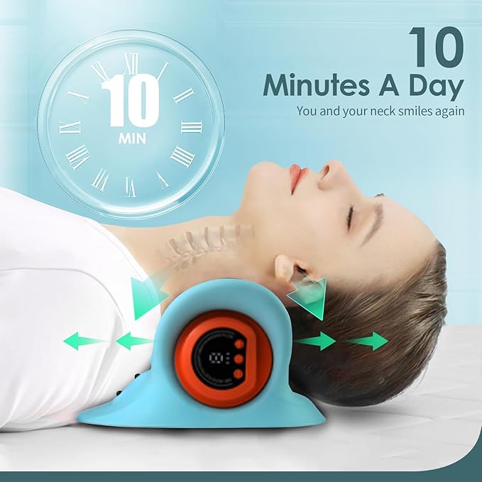 Neck Massager with Cervical Traction, Ergonomic Neck Pain Relief Device, Portable Neck Relaxer for Home & Office, Lightweight Neck Support Massager