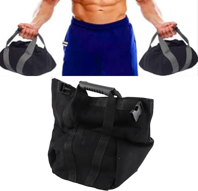 Topyond Fitness Workout Sandbag, Heavy Duty Empty Exercise Power Bag with Ergonomic Handles, 16oz Canvas Training Sandbag for Indoor and Outdoor Use (Black)