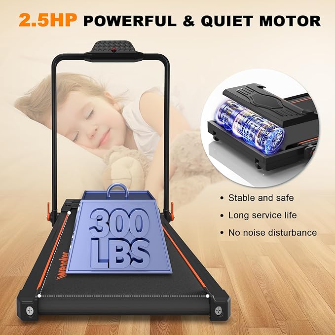 Walking Pad Treadmill, Under Desk Treadmill, Portable Treadmill for Home Office, Compact Quiet Desk Treadmill, Jogging Running Machine with Remote Control & LED Display, Installation Free
