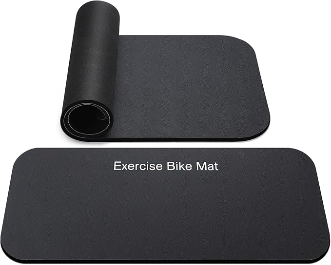 TOBWOLF 2PCS Non-Slip Mat Compatible with Peloton Bike, Concept 2 Rowing Machine, Exercise Bike Mat, Mat Protect Hardwood Floor Carpet for Home Gym, Workout Mat for Bike Trainer, Stationary Spin Bike