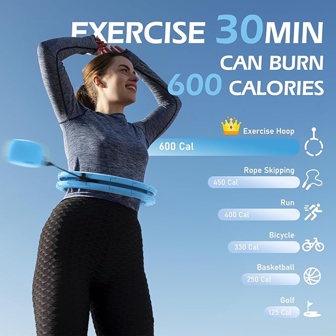 Weighted Hula Circle with 26/32 Links(56-66 Inch) for Adults Weight Loss, Infinity Fitness Hoop Plus Size, for Women Smart Exercise Equipment