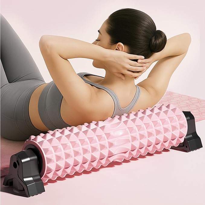 Portable Foam Roller with Suction Cup for Muscle Massage & Sawtooth Trigger Point Therapy (Blue)