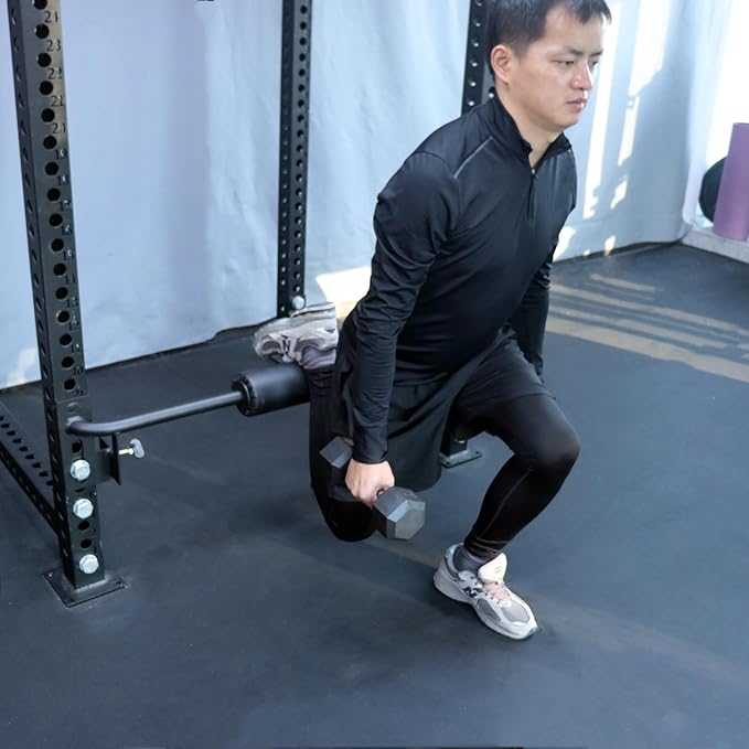 Single Leg Squat Roller for Squat Rack,Extended Length Leg Press Attachment Power Rack Attachments,Bulgarian Split Squat for Home Gym & Leg Training-fu