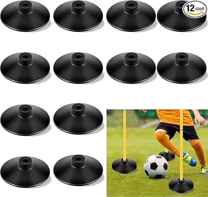 Landical Weighted Slalom Pole Rubber Bases for Soccer Agility Poles 2.2 lb Pole Base for Soccer Training Equipment Set Accessory Lacrosse Field Hockey Track Field