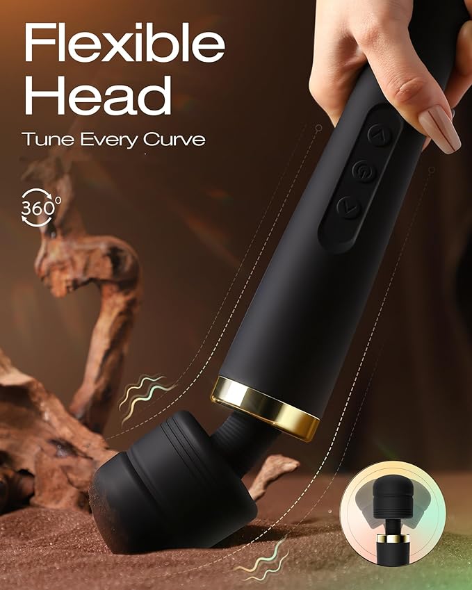 Premium Personal Massagers Woman - Toendi Advanced AI-Sync App Massager, Waterproof Body Massager with 8 Speeds & 5 Modes, 360° Head Massager Muslce Massage Tools, Massagers for Women Men, Black