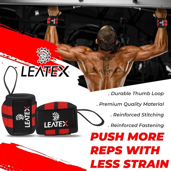 Weight Lifting Wrist Wraps 18" Wrist Support with Heavy Duty Thumb Loop - Best Gym Wrist Wraps for Powerlifting Competition, Strength Training, Bodybuilding - for Men & Women