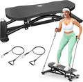 Balance Board with Resistance Bands, 300LBS Ski Balancing Machine Exercise Equipment LCD Monitor for Cardio, Home Ski Simulator Trainer for Full Body Workout