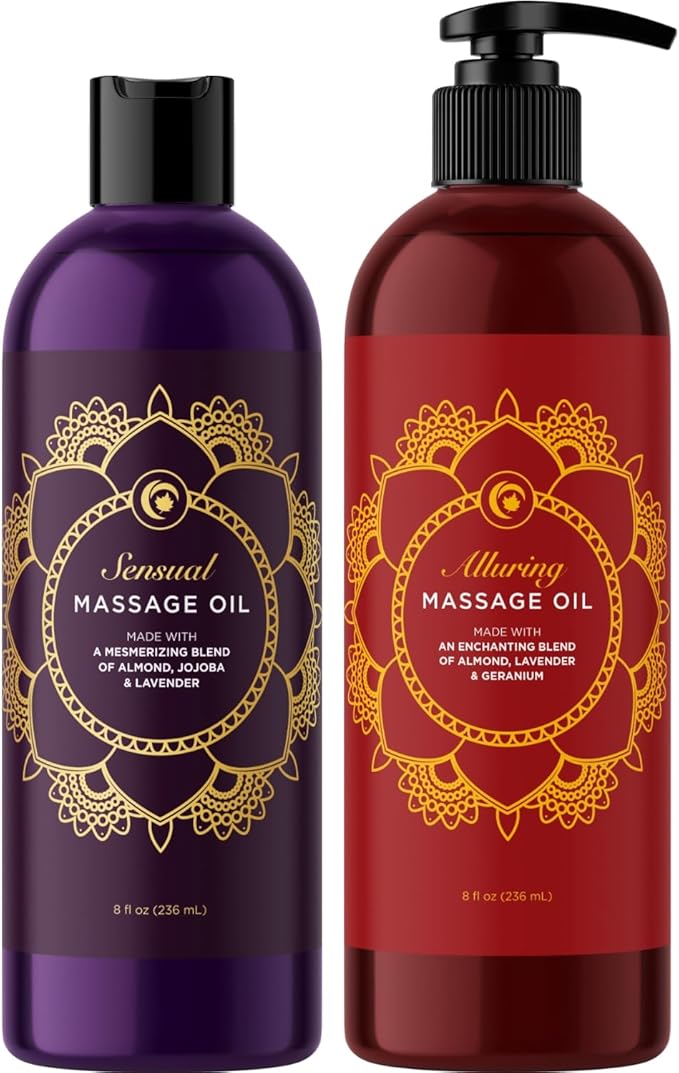 Alluring Massage Oils for Massage Therapy - Maple Holistics Massage Oil Kit with Aromatherapy Lavender Massage Oil Plus Foral Massage Oil for Sensual Aromatherapy Made with Pure Essential Oils
