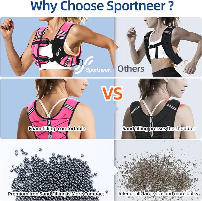 Sportneer Weighted Vest Woman: 8lb/12lb/15lb/20lb/25lb Weight Vest for Walking with Phone Bag, Adjustable Women Weighted Vest for Running Rucking Vest for Jogging Strength Training Weight Loss