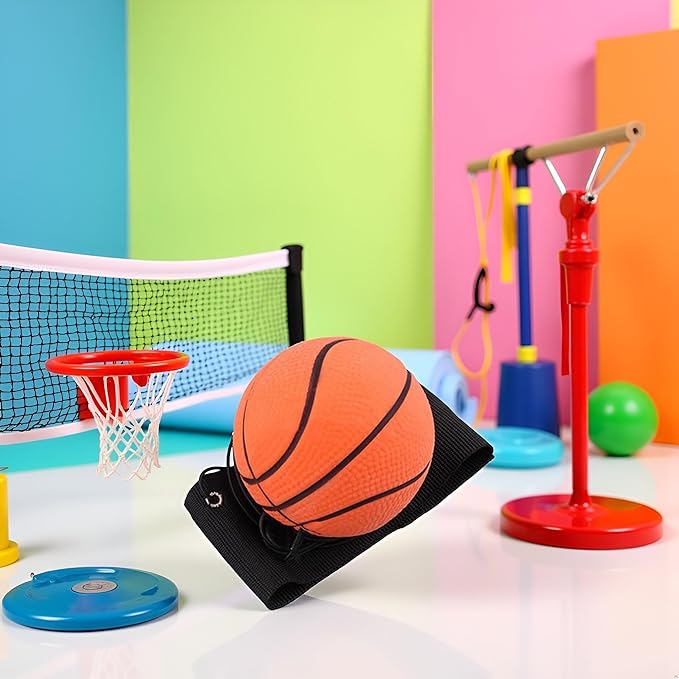 Basketball Wrist Return Ball, Sports Wrist Balls on a String, 2.36 Inch Rubber Rebound Bouncy Wristband Balls on Elastic String for Wrist Exercise or Play Speed and Agility Training