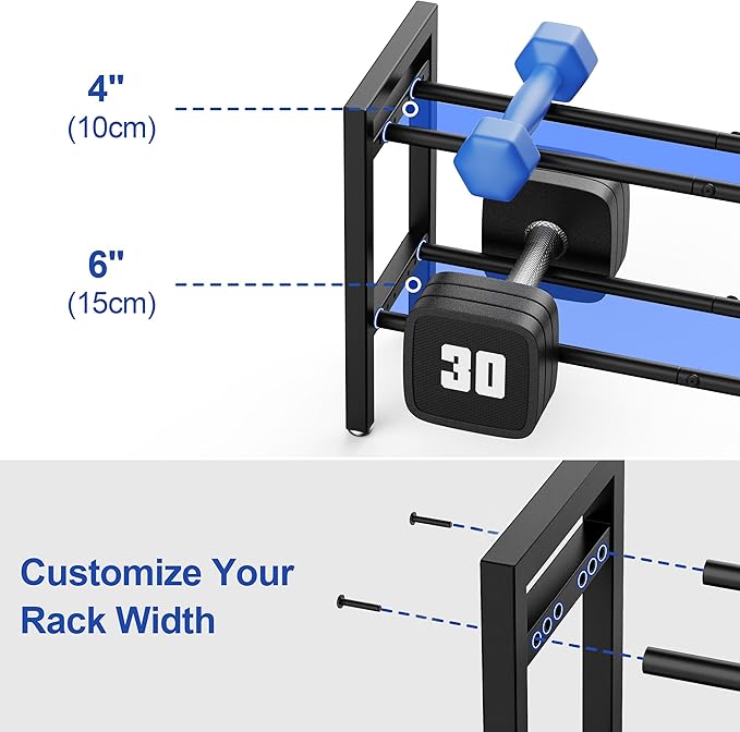 Dumbbell Rack 2-Tier Adjustable Weight Rack For Home Gym Dumbbells Kettlebell (Rack Only)
