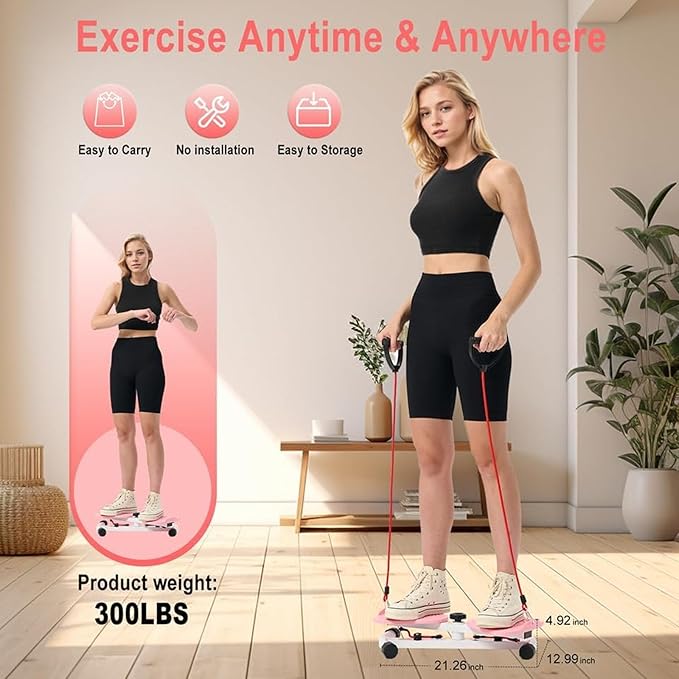 Waist Twisting Machine Fitness Tool, Ab Twister Board for Home Workout & Core Training, 300 lbs Capacity Exercise Twist Board with Resistance Bands, Noiseless Waist Sculptor with Foot Massage