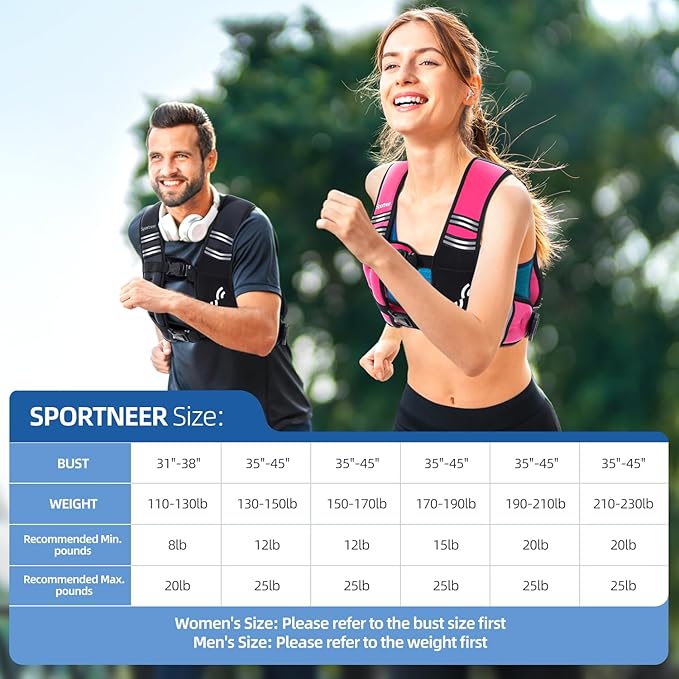 Sportneer Weighted Vest Woman: 8lb/12lb/15lb/20lb/25lb Weight Vest for Walking with Phone Bag, Adjustable Women Weighted Vest for Running Rucking Vest for Jogging Strength Training Weight Loss
