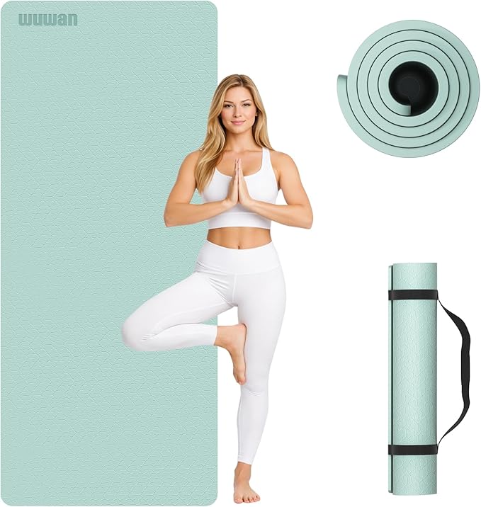 10 mm Yoga Mat 72"x26" TPE Non-Slip Exercise Mat 0.4" Thick, Easy-to-Carry Fitness Mat for Yoga, Pilates & Workout, Professional Mat, Made with Recyclable Material, Durable, Easy to Clean