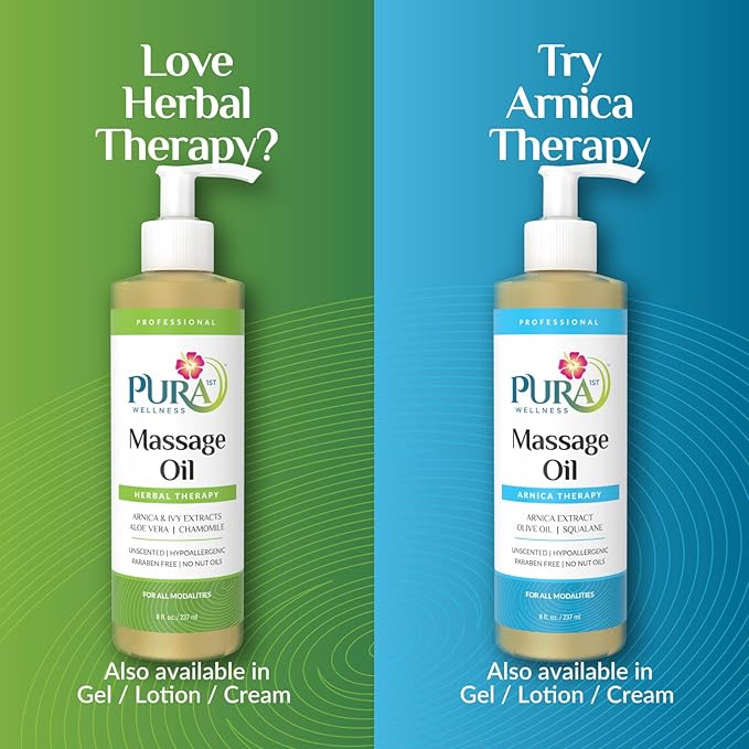 Herbal Therapy 8 Fl oz Massage Oil, Aloe Vera, Professional, Massage Therapy, Deep Tissue, Unscented, Hypoallergenic, Natural Ingredients, Skin Hydrating, Moisturizing, Muscle Relief