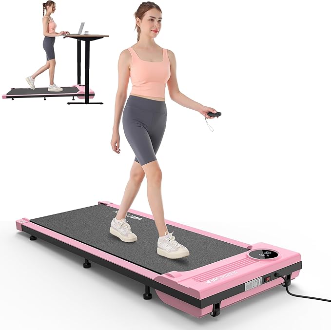 ANCHEER Pink Walking Pad Treadmill - Under Desk Treadmill, 2.5HP Compact Portable Treadmills for Home Small Spaces, Office, Remote Control & LED Display