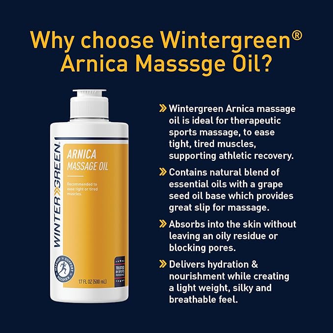 Wintergreen Arnica Massage Oil, 16.9 oz – Body Oil for Relaxation of Tight or Tired Muscles, Premium Blend for Relief, Arnica Gel Pain Relief for Athletes, Sports Therapy, Post-Workout Recovery