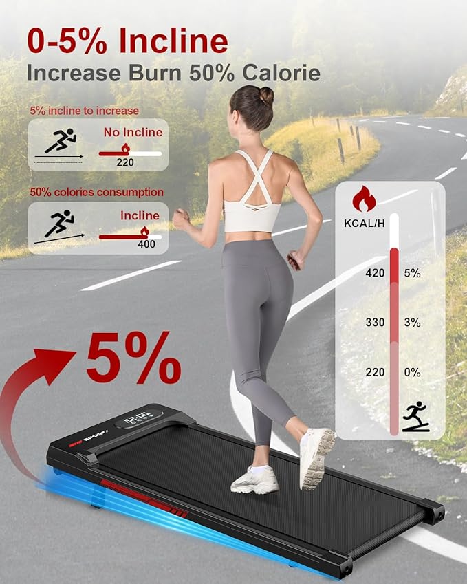 Walking Pad Treadmill with Handle Bar,Walking Pad with Incline 8%,2.5HP Quiet Under Desk 320 lbs 2 in 1Treadmills for Home Office,Compact Foldable Walking Pad,Remote Control&LED Display